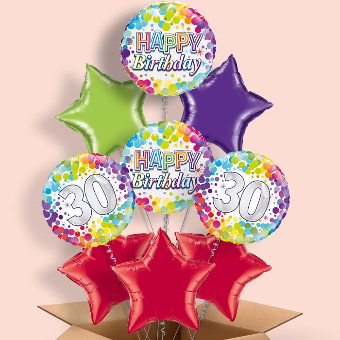Rainbow 30th Birthday Helium Balloon in a Box - 9 Balloon | Party Save Smile