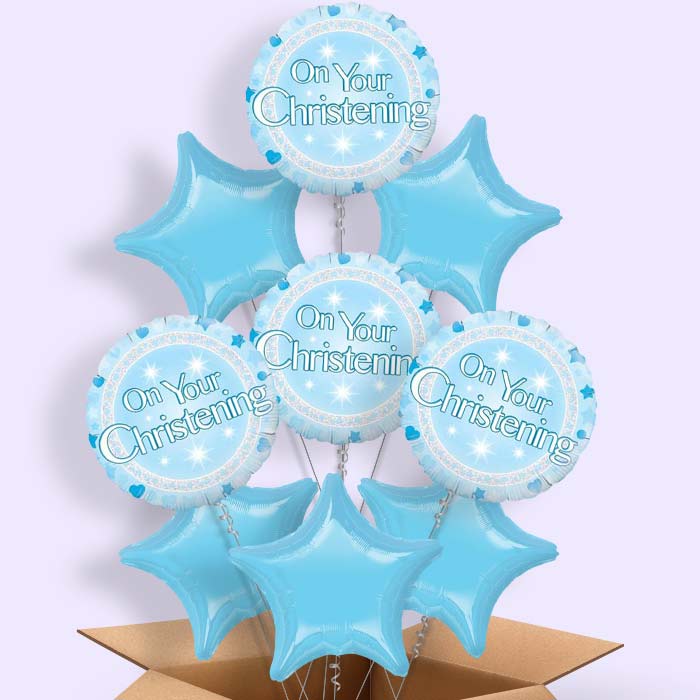 Christening Helium Balloons in a Box (Blue On Your) - 9 Balloon | Party Save Smile
