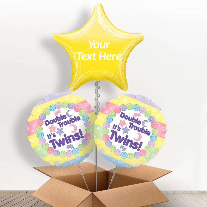 Personalised Its Twins Balloons Bouquet - Balloon Trio | Party Save Smile