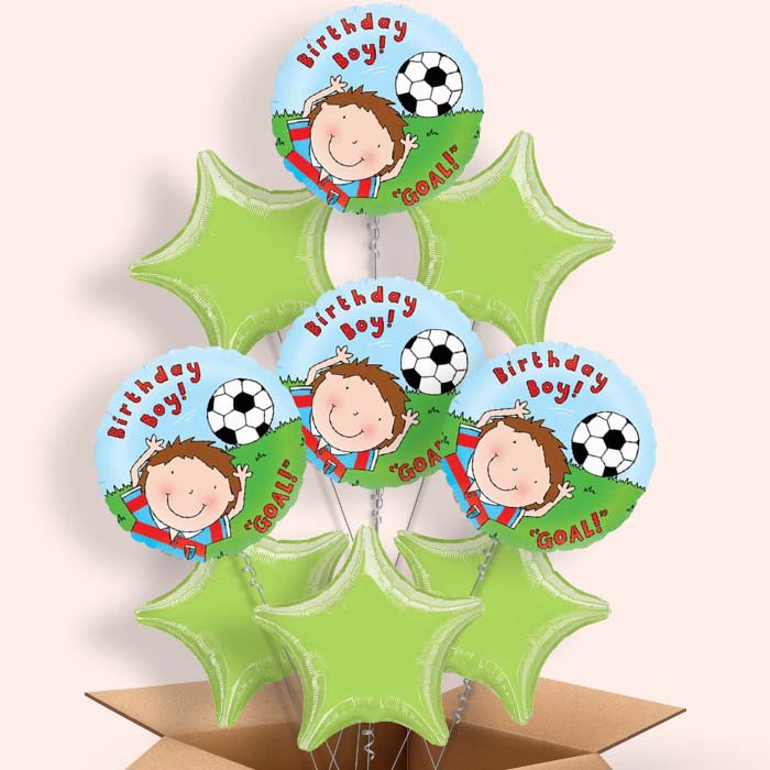 Football Birthday Boy Helium Balloons Delivered - 9 Balloon | Party Save Smile