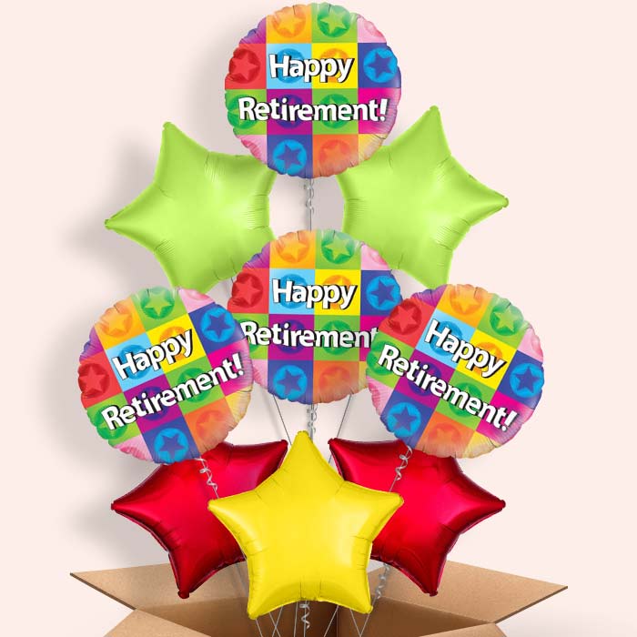 Retirement Star Helium Balloons in a Box - 9 Balloon | Party Save Smile