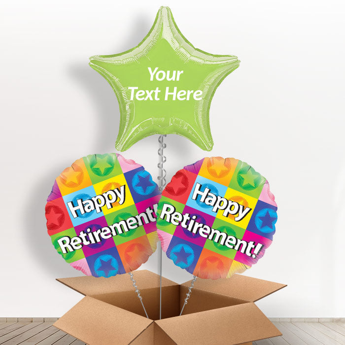 Stars Personalised Retirement Helium Balloons in a Box - Balloon Trio | Party Save Smile