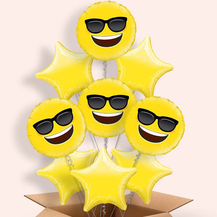 Cool Sunglasses Emoji Helium Balloon in a Box - 9 Balloon | Party Save Smile