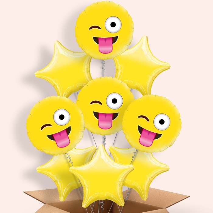Crazy Emoji Helium Balloons in a Box - 9 Balloon | Party Save Smile