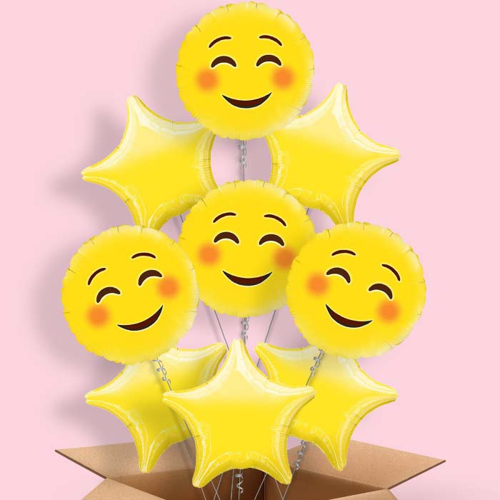 Emoji Smiling Eyes Helium Balloon in a Box - 9 Balloon | Party Save Smile