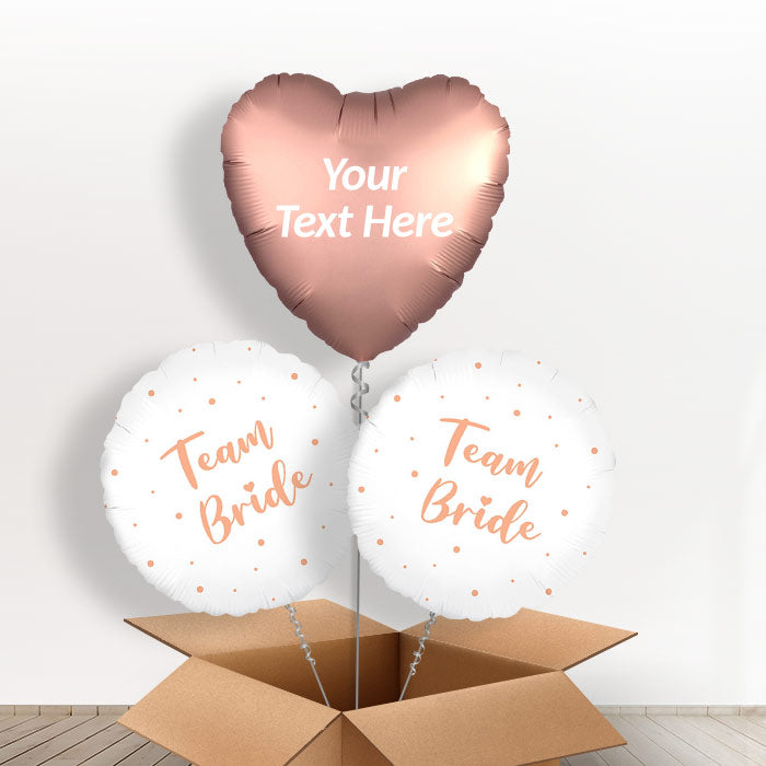 Personalised Rose Gold Bride to Be Helium Balloons Delivered - Balloon Trio | Party Save Smile