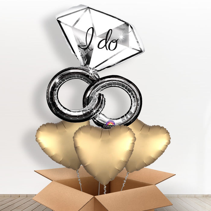 I Do Helium Balloons in a Box - Wedding Ring - With 3 Plain Balloons | Party Save Smile