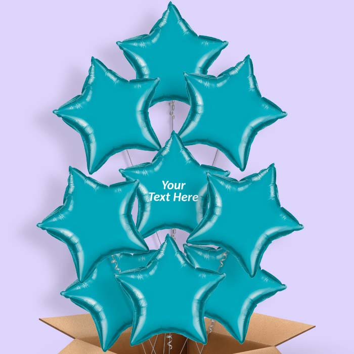 Turquoise Star Helium Balloon in a Box - 9 Balloon | Party Save Smile