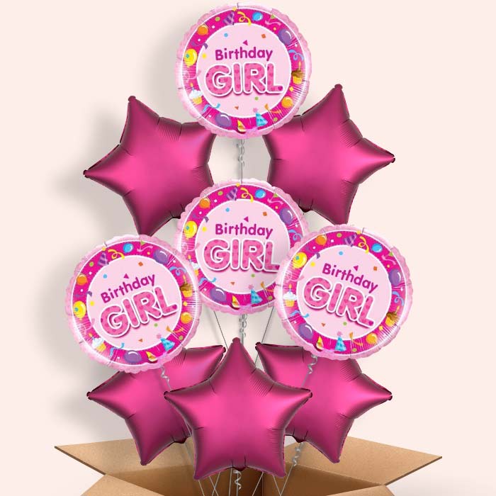 Birthday Girl Celebration Helium Balloon in a Box - 9 Balloon | Party Save Smile