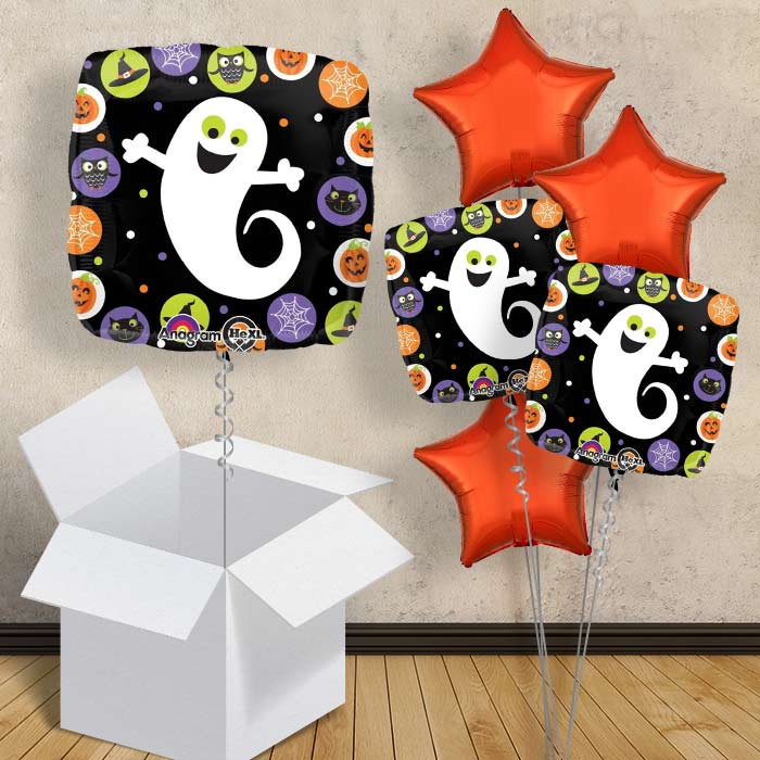 Ghost Helium Balloon in a Box (Circles) - 1 Balloon | Party Save Smile