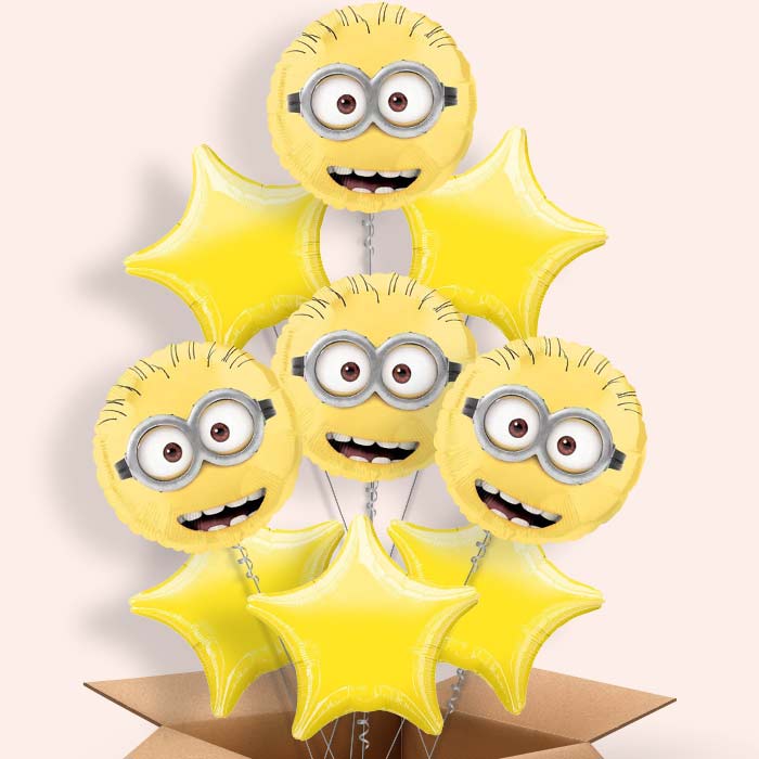 Minion Helium Balloons in a Box (Face) - 9 Balloon | Party Save Smile