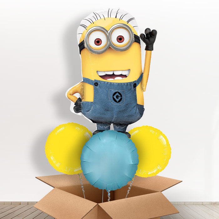 Giant Minion Helium Balloons in a Box - With 3 Plain Balloons | Party Save Smile