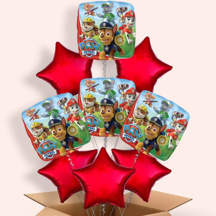 Red Paw Patrol Helium Balloons in a Box - 9 Balloon | Party Save Smile