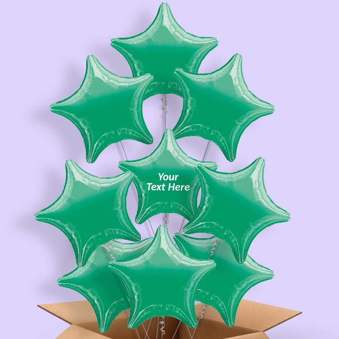 Green Metallic Star Helium Balloon in a Box - 9 Balloon | Party Save Smile