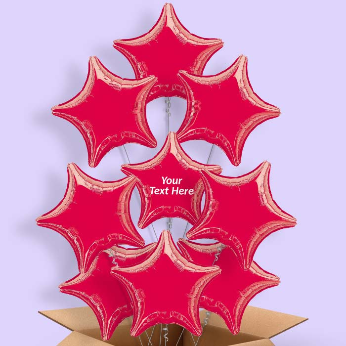Red Metallic Star Helium Balloon in a Box - 9 Balloon | Party Save Smile