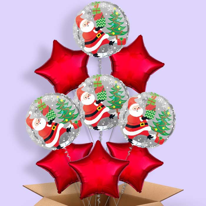 Christmas Santa & Penguin Helium Balloon in a Box - 9 Balloon | Party Save Smile