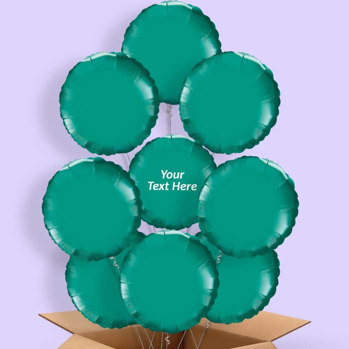 Personalised Teal Blue Circle Helium Balloon in a Box - 9 Balloon | Party Save Smile