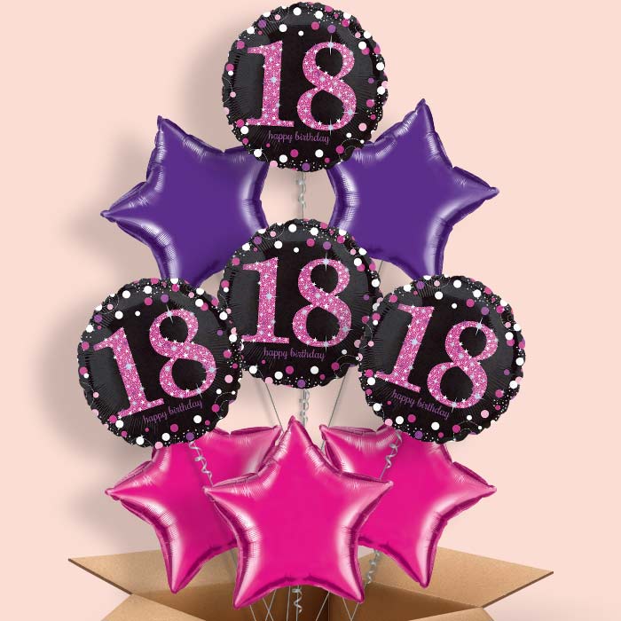 Pink 18th Birthday Helium Balloon in a Box - 9 Balloon | Party Save Smile