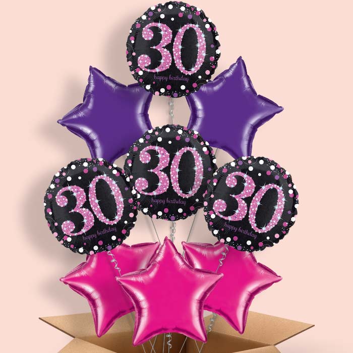 Pink 30th Birthday Helium Balloon in a Box - 9 Balloon | Party Save Smile