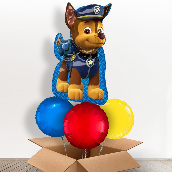 Paw Patrol Chase Helium Balloon in a Box - With 3 Plain Balloons | Party Save Smile