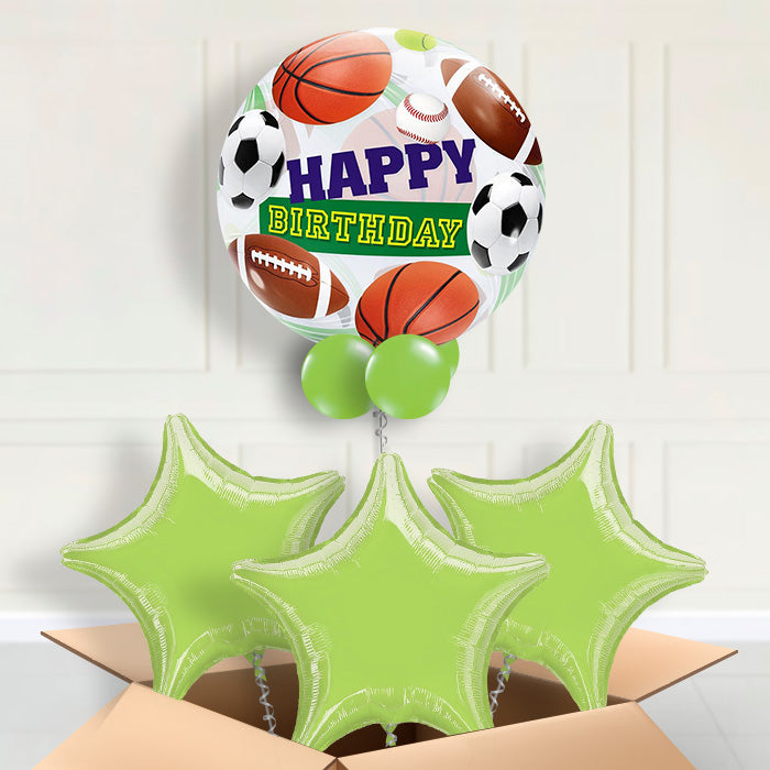 Sport Love Birthday Bubble Balloon in a Box - Bubble Balloon with 3 Balloons | Party Save Smile