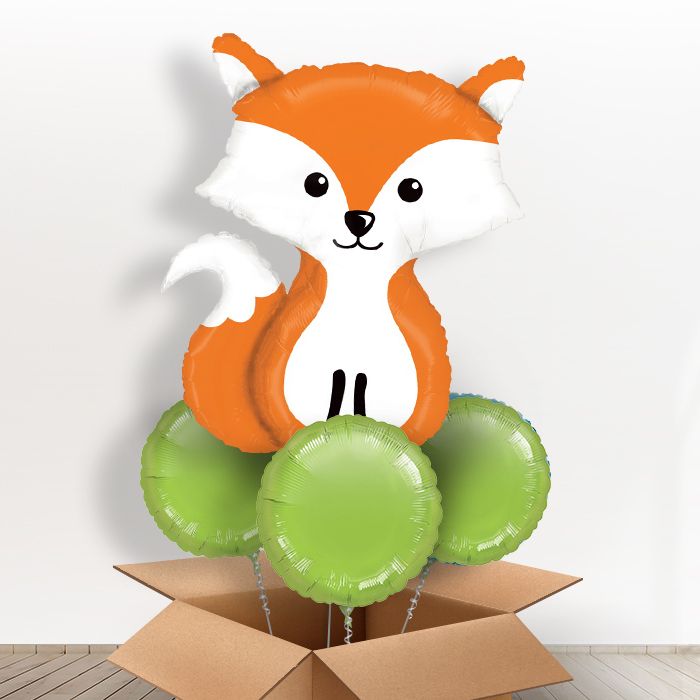 Fox Giant Helium Balloon in a Box Gift - With 3 Plain Balloons | Party Save Smile