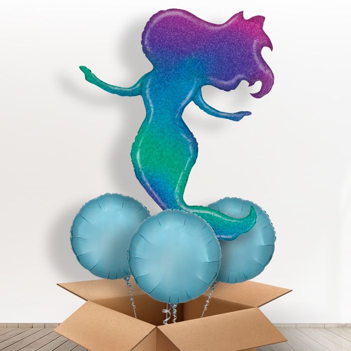 Glittering Mermaid Helium Balloon in a Box Gift