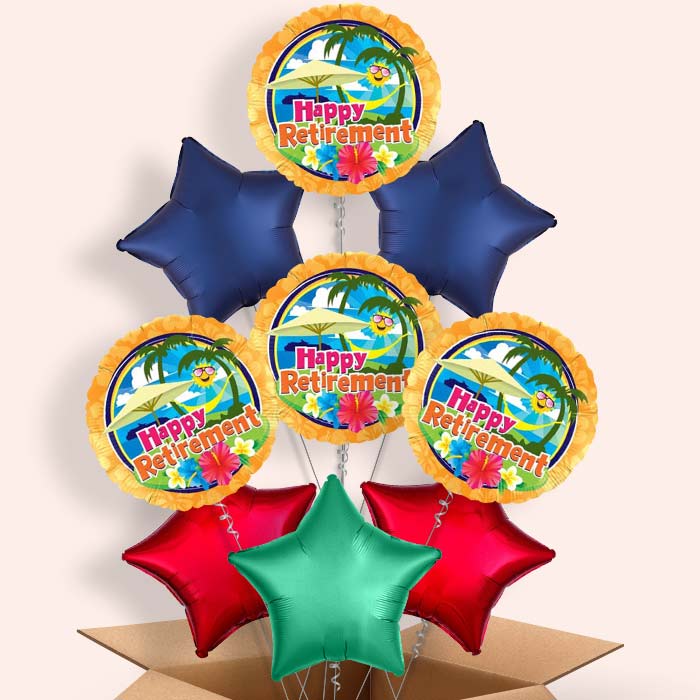 Happy Retirement Tropical Beach Helium Balloon in a Box - 9 Balloon | Party Save Smile