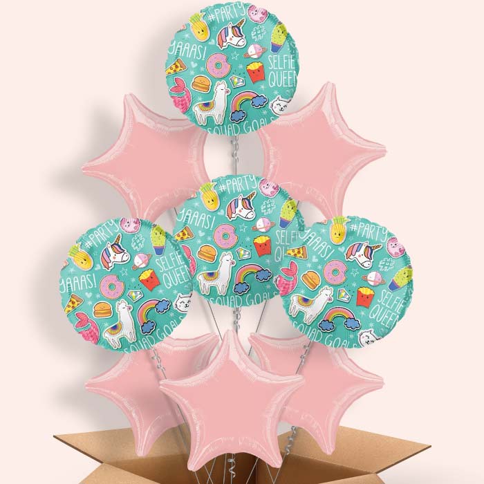 Selfie Social Media Helium Balloons in a Box - 9 Balloon | Party Save Smile