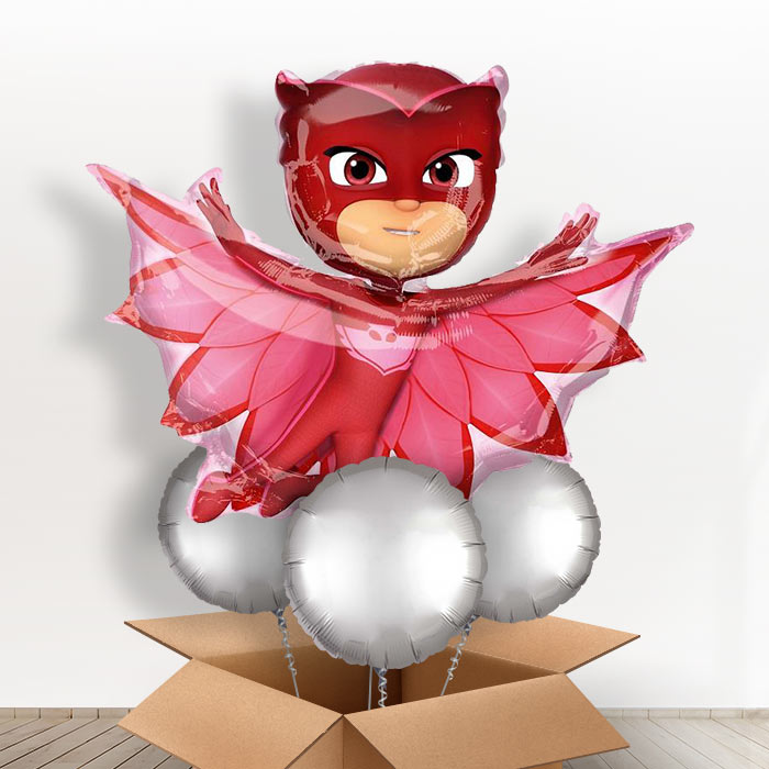 Giant Owlette PJ Masks Helium Balloons in a Box - With 3 Plain Balloons | Party Save Smile