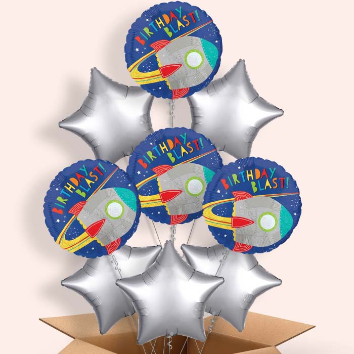 Space Rocket Birthday Helium Balloon in a Box - 9 Balloon | Party Save Smile