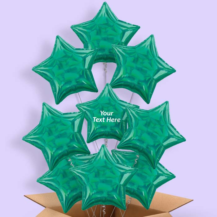 Dark Green Iridescent Star Helium Balloon in a Box - 9 Balloon | Party Save Smile
