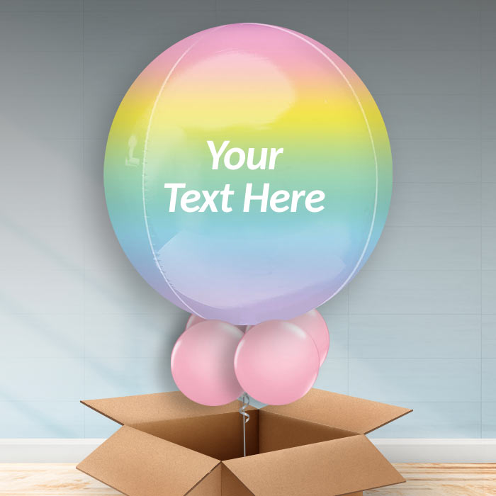 Pastel Ombre Personalised Helium Balloon in a Box Orbz - Orbz Balloon | Party Save Smile