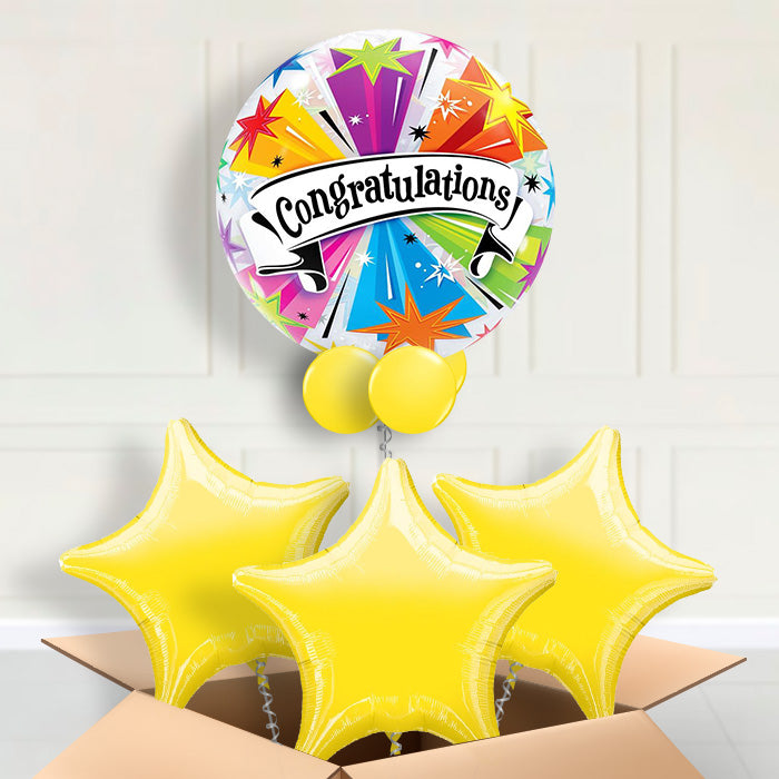 Congratulations Bubble Balloon in a Box - Bubble Balloon with 3 Balloons | Party Save Smile