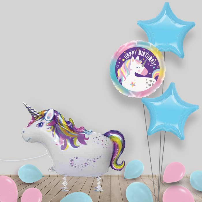 Unicorn Walking Helium Balloon in a Box - Walking Package | Party Save Smile