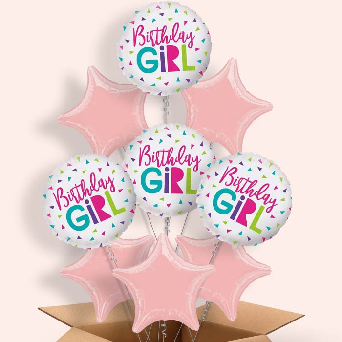 Birthday Girl Confetti Helium Balloon in a Box - 9 Balloon | Party Save Smile