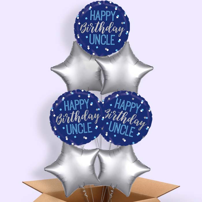 Happy Birthday Uncle Blue Helium Balloon in a Box - 7 Balloon | Party Save Smile