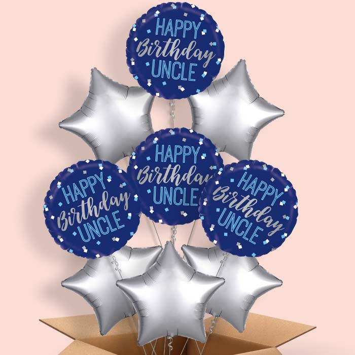 Happy Birthday Uncle Blue Helium Balloon in a Box - 9 Balloon | Party Save Smile
