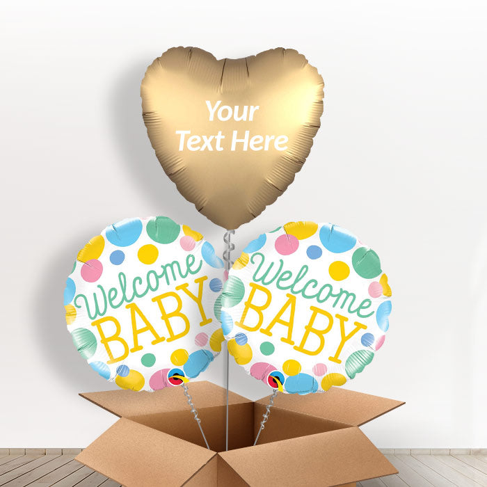 Personalised Welcome Baby Helium Balloons Delivered - Balloon Trio | Party Save Smile