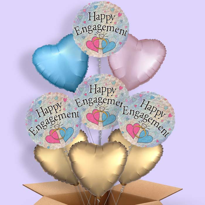 Hearts Engagement Helium Balloons in a Box - 9 Balloon | Party Save Smile