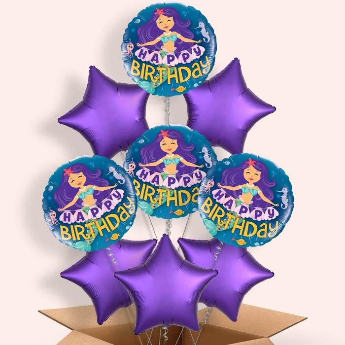 Happy Birthday Mermaid Helium Balloon in a Box - 9 Balloon | Party Save Smile