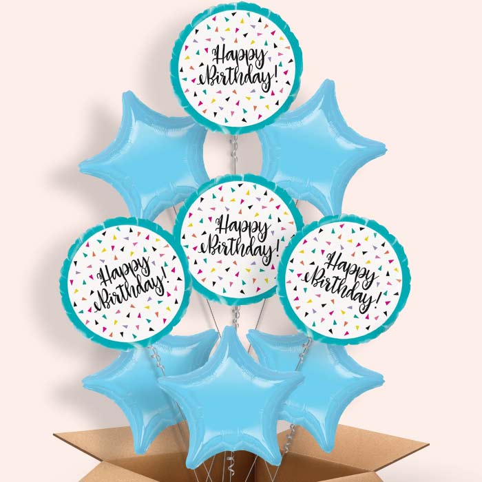 Triangle Confetti Happy Birthday Helium Balloon in a Box - 9 Balloon | Party Save Smile