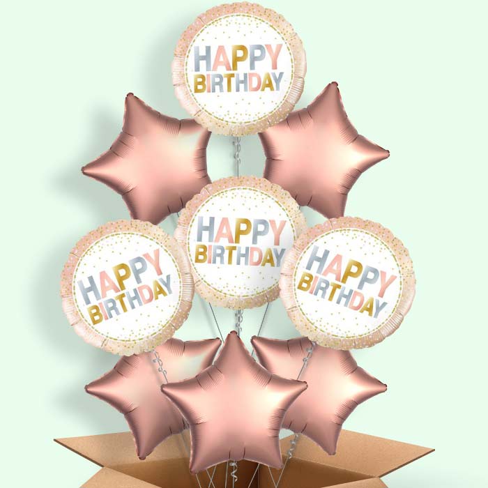 Metallic Pastel Dots Happy Birthday Helium Balloon in a Box - 9 Balloon | Party Save Smile