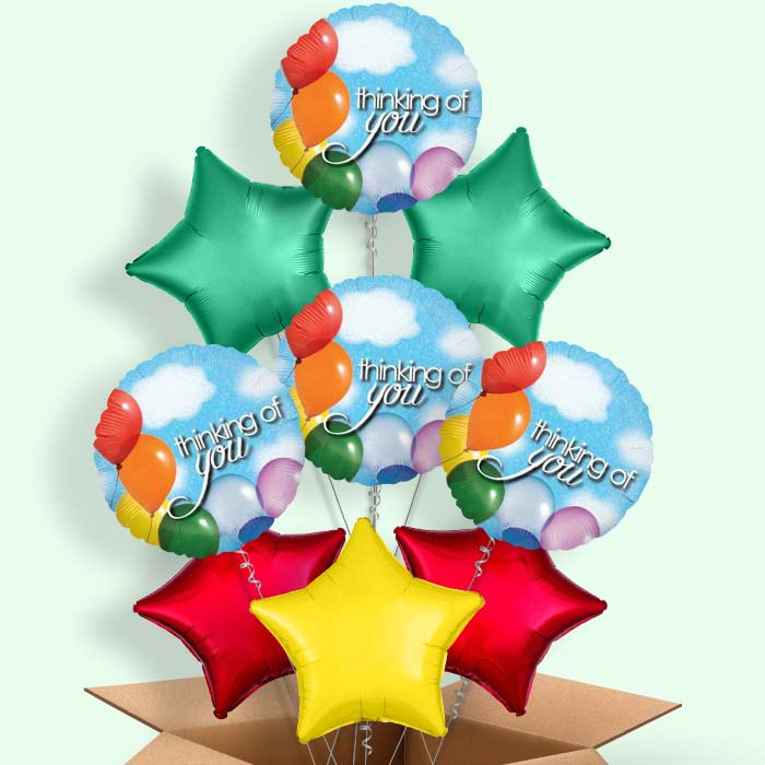 Thinking of You Helium Balloons in a Box - 9 Balloon | Party Save Smile