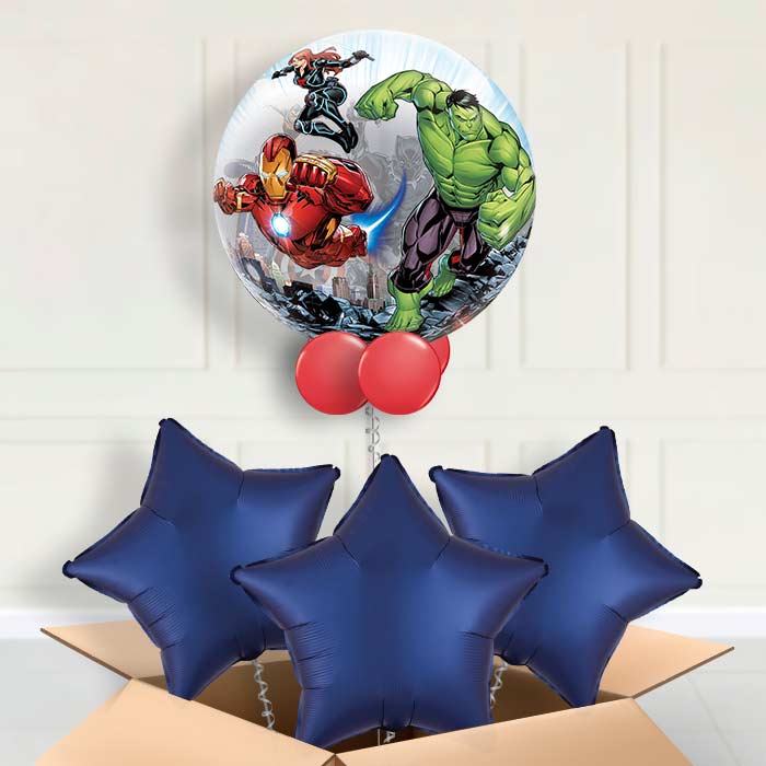 Marvel Avengers Bubble Balloon in a Box - Bubble Balloon with 3 Balloons | Party Save Smile