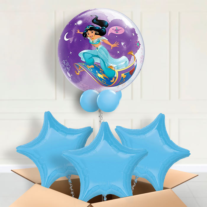 Princess Jasmine Bubble Balloons in a Box - Bubble Balloon with 3 Balloons | Party Save Smile