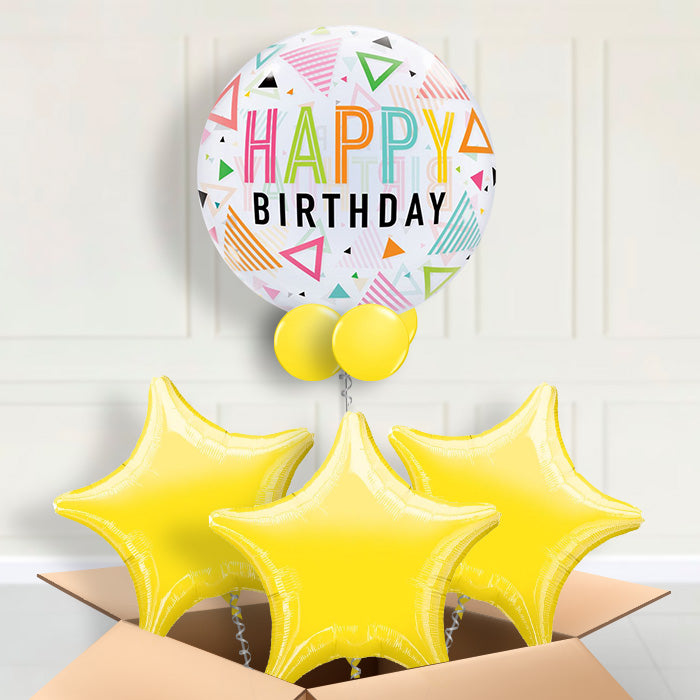 Triangles Birthday Bubble Balloon in a Box - Bubble Balloon with 3 Balloons | Party Save Smile