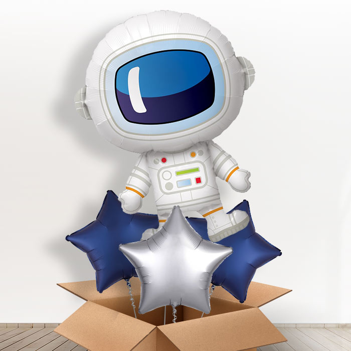Giant Astronaut Helium Balloon in a Box - With 3 Plain Balloons | Party Save Smile