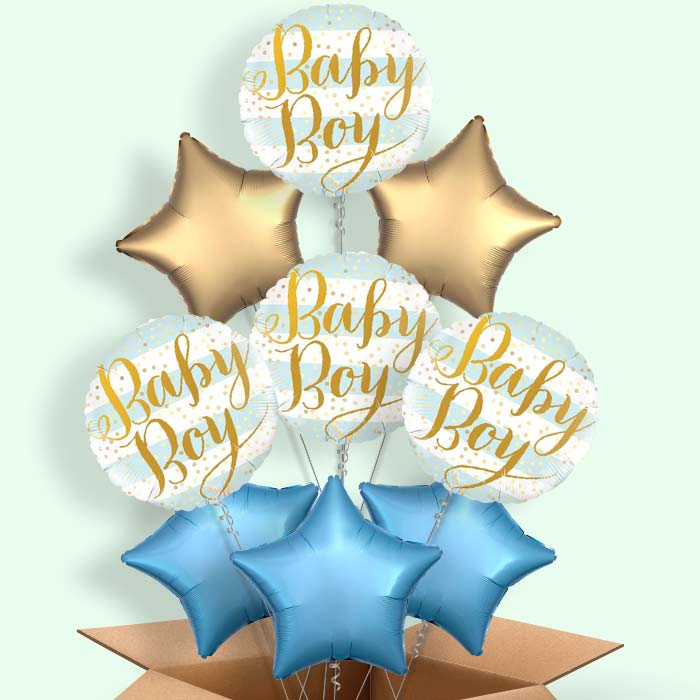 New Baby Boy Helium Balloons in a Box - 9 Balloon | Party Save Smile