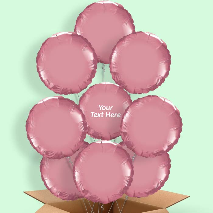 Personalised Chrome Mauve Circle Helium Balloon in a Box - 9 Balloon | Party Save Smile